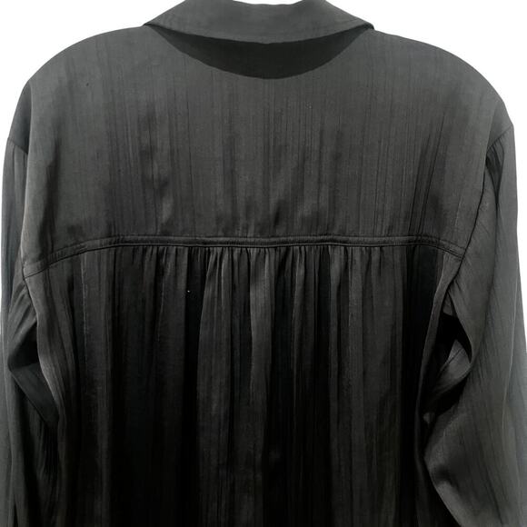 Anthropologie Shirt Womens Small Petite Black Loose Button Front Blouse Top - Picture 6 of 9